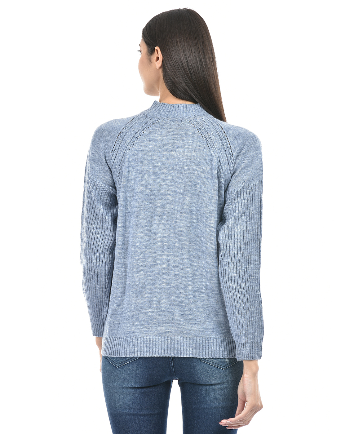 Numero Uno Women Self Design Blue Sweater